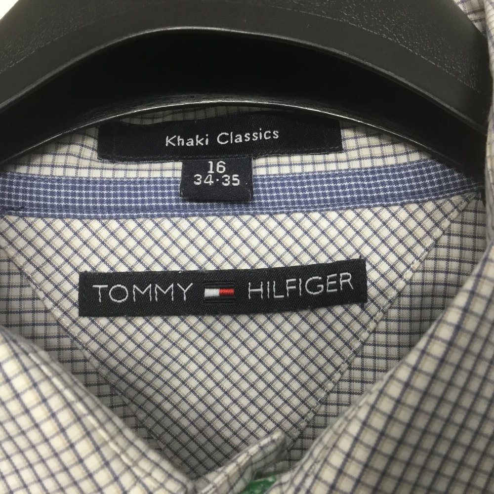 Tommy Hilfiger Men's Dress Shirt 16x34x35 Blue Long Sleeve Button Down Cotton